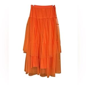 Anthropologie Vibrant Orange A-Line Tulle Skirt